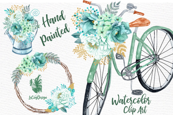 Download Mint Watercolor Flowers WATERCOLOR CLIPART  Spring Flowers Wedding Clipart Floral Clipart Floral Wreaths - Floral clipart Collection