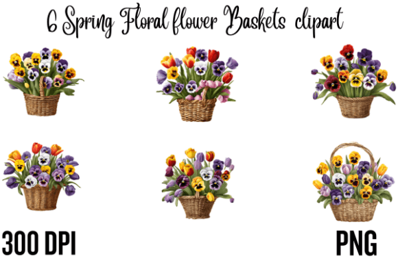 Download Spring Floral Flower Baskets Clipart - Premium Resources