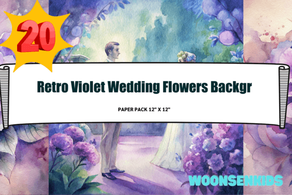 Download Top Retro Violet Wedding Flowers Background Watercolor Png Kdp Digital Paper - Background Collection