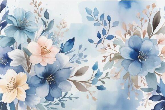 Download Soft Blue Watercolor Floral Background - Background Collection
