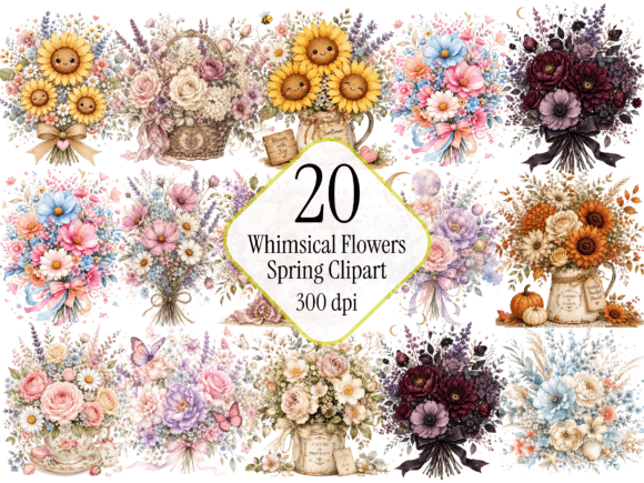 Download Whimsical Floral Clipart Bundle | Waterc - Floral clipart Collection