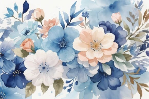 Download Soft Blue Watercolor Floral Background - Background Collection