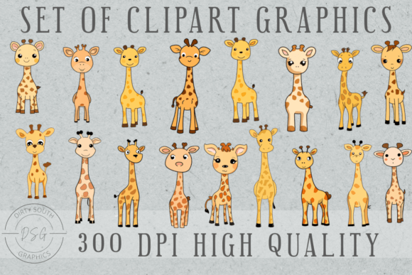 Download Set of 17Cute Hand Drawn Giraffes - Hand drawn Collection