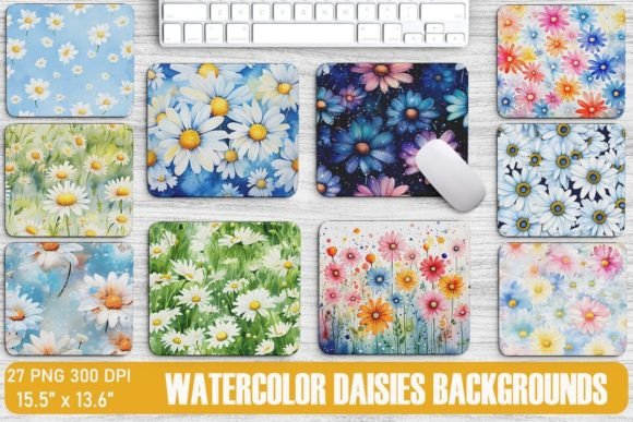 Download Beautiful Watercolor Daisies Backgrounds Bundle - Background Collection