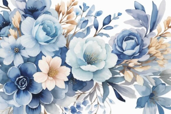 Download Soft Blue Watercolor Floral Background - Background Collection