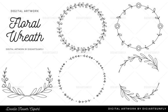 Download Flower Wreath Clipart/Hand Drawn - Hand drawn Collection