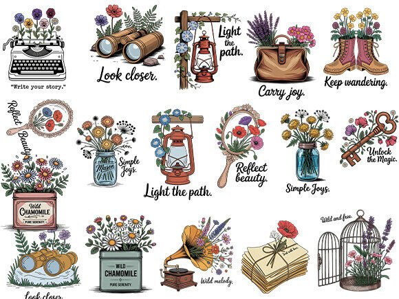 Download Vintage Cottagecore Floral Clipart PNGs. - Floral clipart Collection