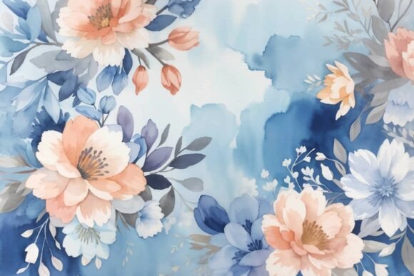 Download Soft Blue Watercolor Floral Background - Background Collection