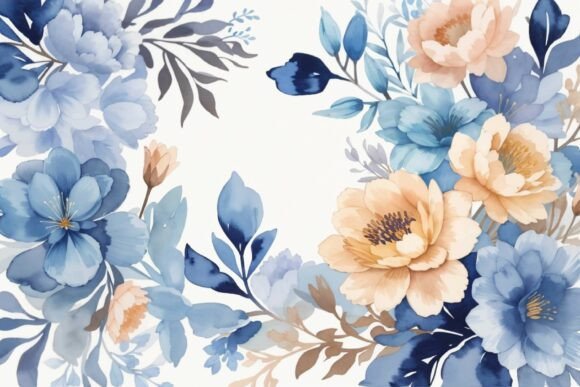 Download Soft Blue Watercolor Floral Background - Background Collection
