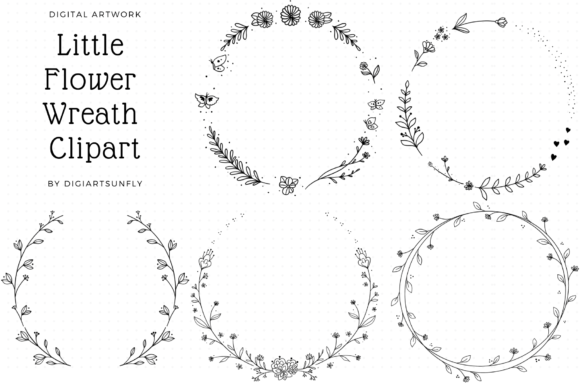 Download Doodle Flower Wreath Clipart/Hand Drawn. - Hand drawn Collection